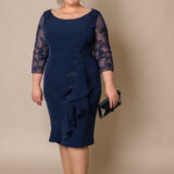 DU440 plus size mother of the bride/groom dress with sleeves front
