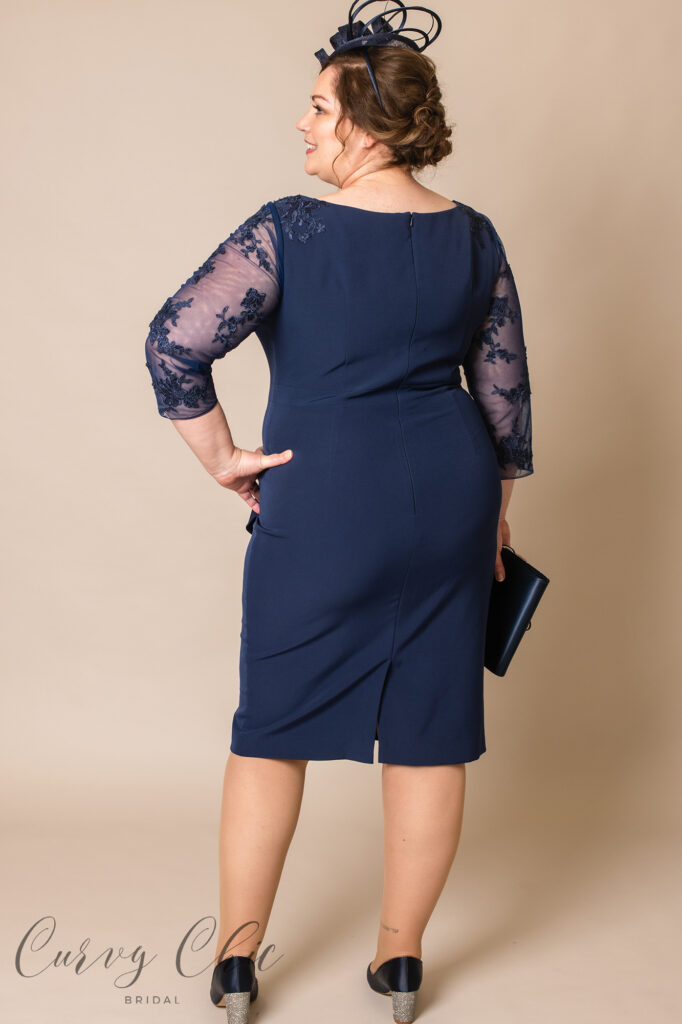 Buy Online | Navy Plus size Midi Dress DU440 | Curvy Chic Bridal