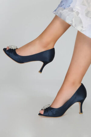 Gina Navy Satin Shoes