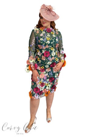 Emerald 3D Floral Midi Dress | 992146B