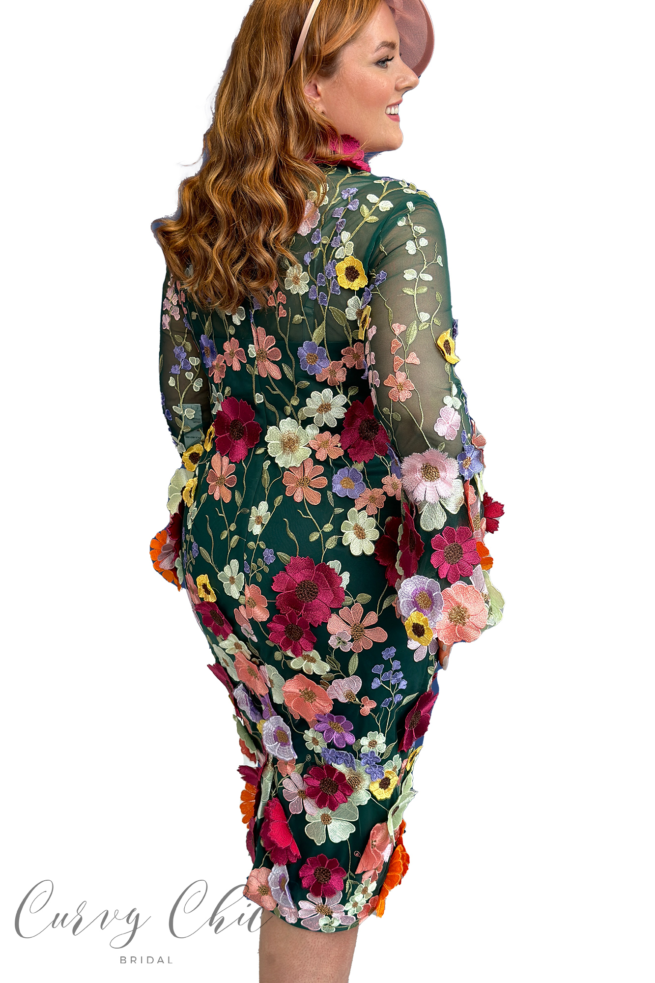 Emerald 3D Floral Midi Dress | 992146B