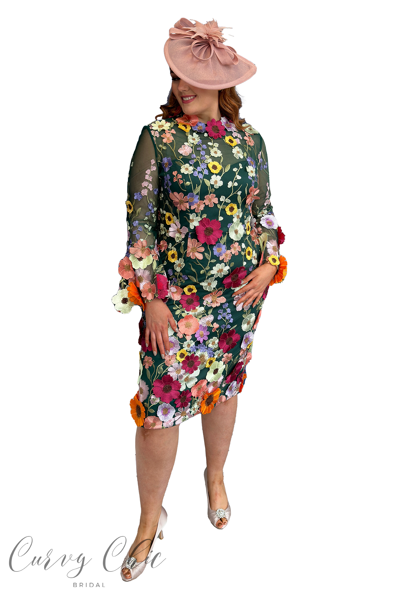 Emerald 3D Floral Midi Dress | 992146B